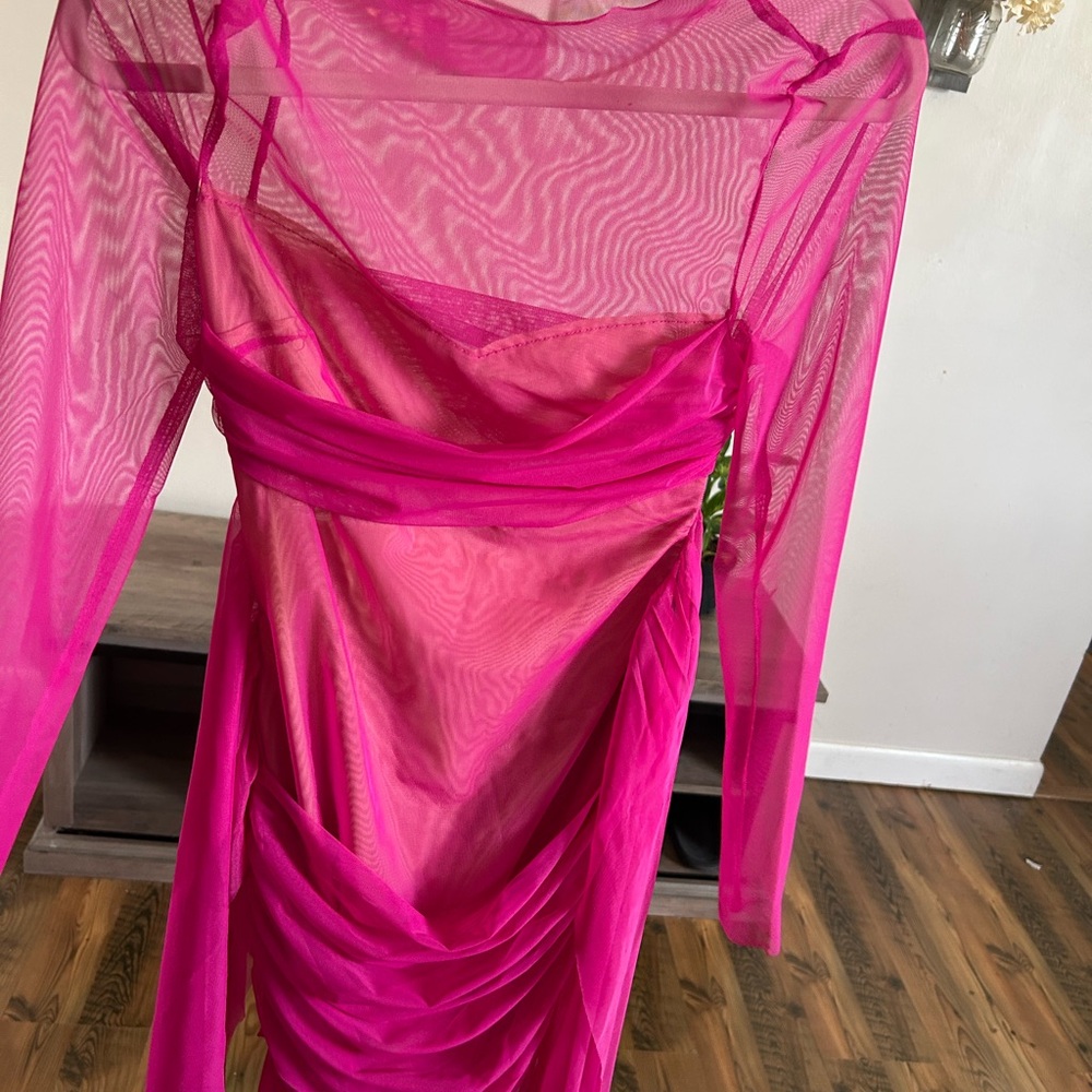 Elegant Pink Mesh Dress